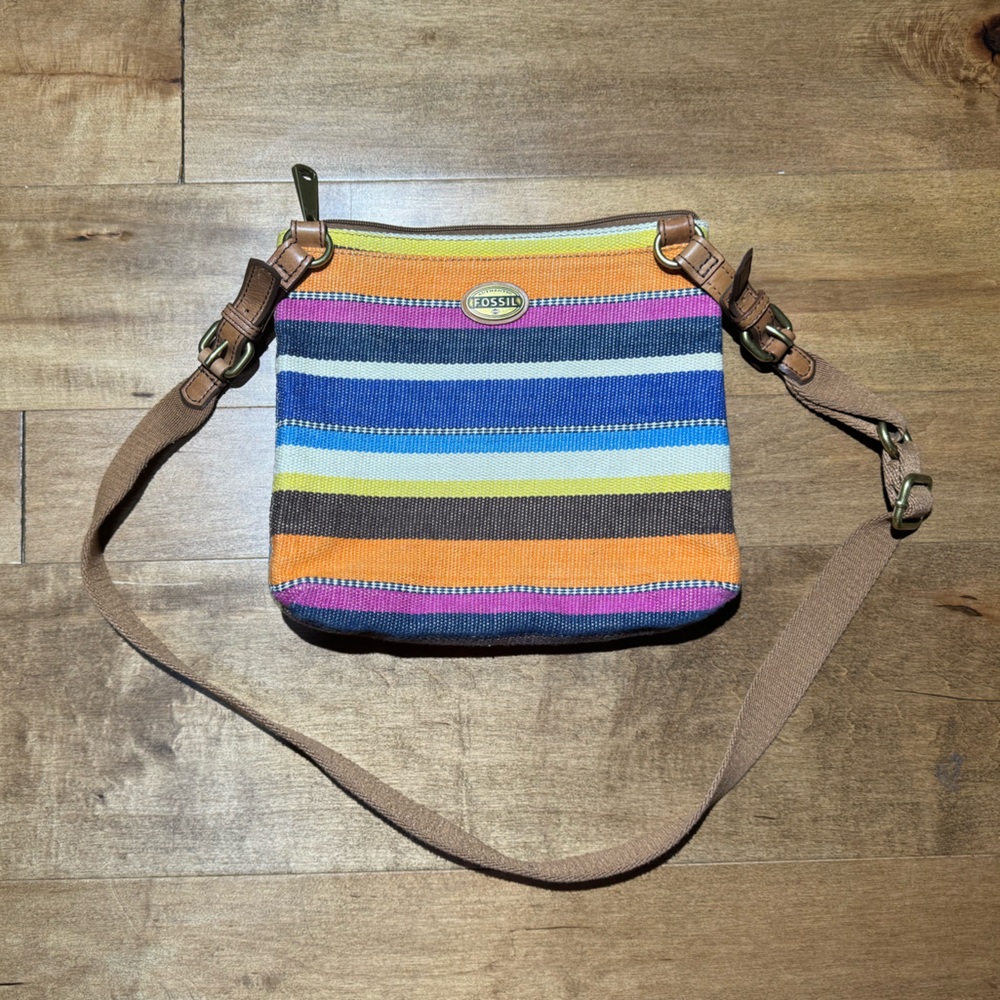 Fossil Explorer Striped Multicolored Crossbody Bag - image 1